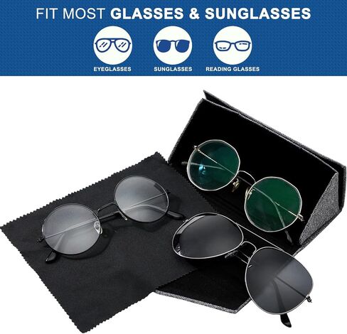 4 Pack Foldable Glasses Sunglasses Case PU Hard Shell Eyeglasses Case Leather Glass Case with 4 Microfiber Cleaning Cloths for Men Women Eyewear Storage Holder in Kuwait