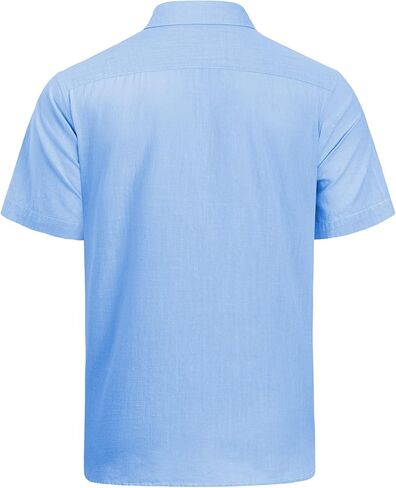 قمصان J.VER للرجال من القطن والكتان بأكمام قصيرة، قمصان كاجوال خفيفة الوزن بأزرار سفلية، قمصان صيفية للشاطئ مع جيب in Kuwait