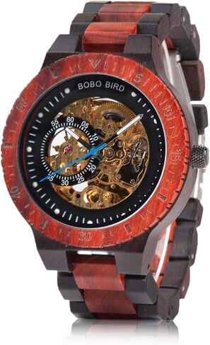 BOBO BIRD Mens Wooden Watches Luxury Mechanical Watch Lightweight Wood Band Timepieces for Men with Gift Box in Saudi Arabia