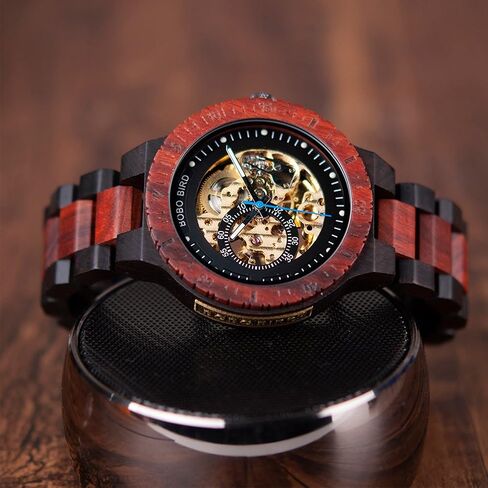 BOBO BIRD Mens Wooden Watches Luxury Mechanical Watch Lightweight Wood Band Timepieces for Men with Gift Box in Saudi Arabia