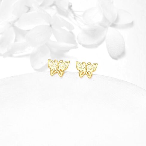 KECHO Real Gold Dragonfly Stud Earrings 14k Solid Gold Studs for Women in Kuwait