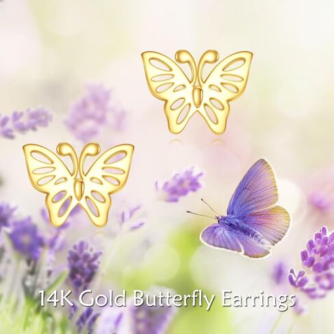 KECHO Real Gold Dragonfly Stud Earrings 14k Solid Gold Studs for Women in Kuwait