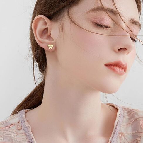 KECHO Real Gold Dragonfly Stud Earrings 14k Solid Gold Studs for Women in Kuwait
