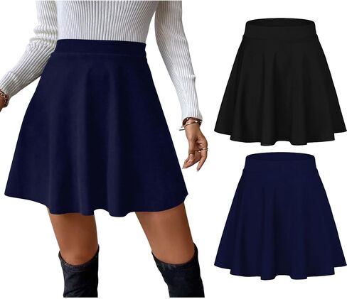 Sweet Hearts Women’s 2-Pack Basic Skater Skirt- Versatile Stretchy Mini Flared Skirt Made in USA in Kuwait