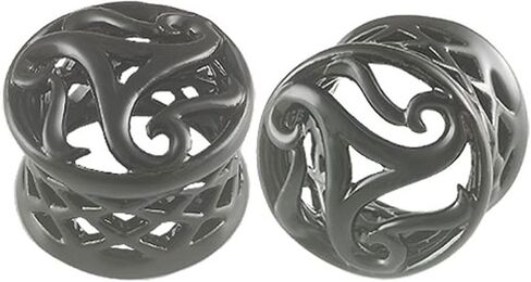Black Alloy Double Flared - Pierced Body Piercing Jewelry BL-T-035 - Sold as a Pair in Saudi Arabia