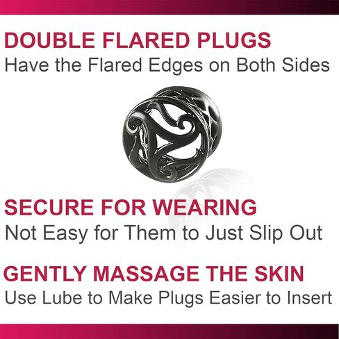 Black Alloy Double Flared - Pierced Body Piercing Jewelry BL-T-035 - Sold as a Pair in Saudi Arabia