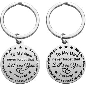 iJuqi Parent Gifts from Daughter for Christmas - 2PCS Mom Dad Keychain Christmas Gifts for Parents Anniversary Wedding Day, Valentine's Day Gifts for Parents