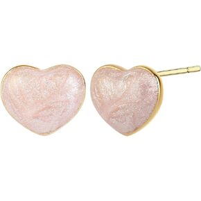 ANNBABIC Heart Stud Earrings for Women - Cubic Zirconia Heart Stud Earrings for Girls - Bent Heart Earrings