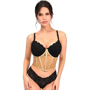 مشد الخصر للسيدات من Daisy Corsets مصنوع من الدانتيل الشفاف والكراميل، مقاس متوسط