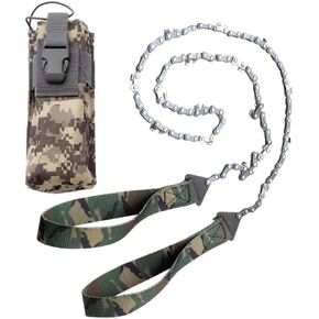 Pocket Survival Hand Chainsaw with Paracord Handle, Ideal as Outdoor Camping, Hiking, Fishing, Hunting Emergency Tools (Green Camo - PRO)