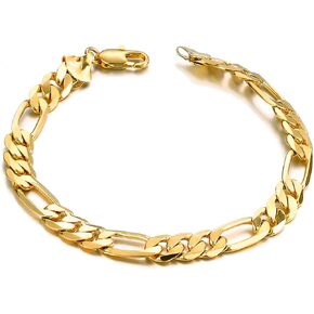 Taoqiao Men Gold Personalized Cuban Bracelet 7.5/8.5/9inch 18K Gold Plated Stainless Steel Figora Classic Hip Hop Gold Bracelet for Men