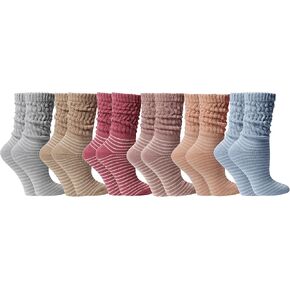Yacht & Smith Womens Cotton Slouch Socks, Bulk Crew Boot Socks (6 Pairs) in Saudi Arabia