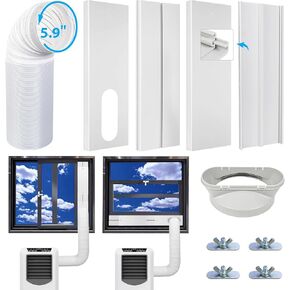 Portable Air Conditioner Window Vent Kit with 5.9Inch Exhaust Hose (79Inch Length), Upgrade Adjustable Window Seal with Coupler for Portable AC Unit in Sliding Horizontal & Vertical Windows