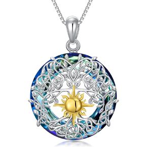 TOUPOP Gifts for Women Tree of Life Necklace Sterling Silver Trinity Knot/Time Clock Crystal Pendant Necklaces Celtic Family Tree Jewelry for Mom Girls Sister Christmas Birthday