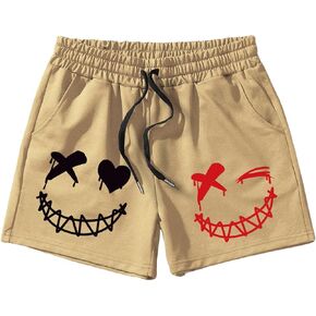 GORGLITTER Men's Cartoon Graphic Running Workout Shorts Drawstring Waist Track Shorts with Pockets Black Cartoon XX-Large