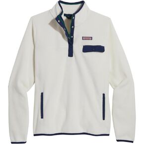 vineyard vines Women's Harbor Fleece Quarter Snap, Nautical Navy