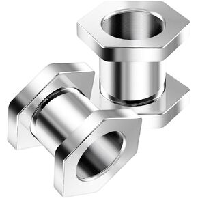 2PCS Surgical Steel Flesh Hexagon Xcrew Nut Design Gauge Earring Tunnel Ear Lobe Stretcher Piercing Jewelry Choose Sizes