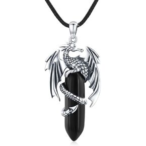 AOSAIB Dragon Yin Yang Necklace S925 Sterling Silver Yin Yang Necklace Dragon Necklace Animal Pendant Necklaces Yinyang Jewelry Dragon Gift for Women Men