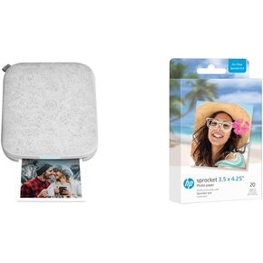 طابعة الصور الفورية HP Sprocket 3x4 - طباعة صور مقاس 3.5x4.25 بوصة لاسلكيًا على ورق Zink من أجهزة iOS وAndroid