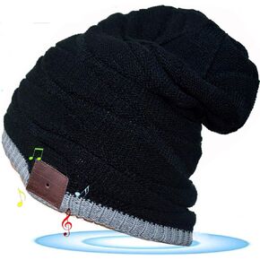 Wireless Beanie Music Hat with Light Unisex Musical Knitted Cap Rechargeable Beanie with Light Built-in Speakers Mic Headphone Beanie Hat Gifts for Men Women Running Camping Fishing Travelling