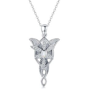 lotus & leaf Arwen Evenstar Necklace Sterling Silver Lord of The Rings Merchandise Jewelry Lord of The Rings Necklace Gifts for Women Me