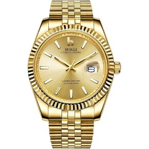 BUREI Mens Watch Luxury Automatic Self-Winding Watches Date Sapphire Crystal Business Stainless Steel Watches for Men 41MM