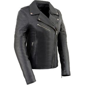 Milwaukee Leather SFL2845 Women's Black Leather Motorcycle Style Fashion Jacket with Asymmetrical Zipper - 3X-Large