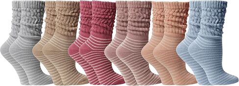 Yacht & Smith Womens Cotton Slouch Socks, Bulk Crew Boot Socks (6 Pairs) in Saudi Arabia