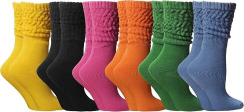 Yacht & Smith Womens Cotton Slouch Socks, Bulk Crew Boot Socks (6 Pairs) in Kuwait