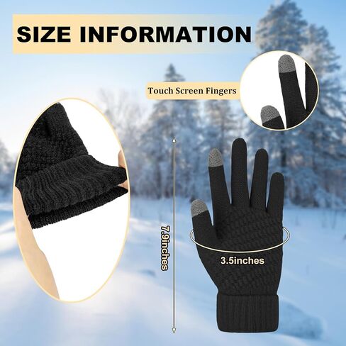 HRUTANE Womens Touch Screen Gloves Winter Warm Fleece Lined Gloves Elastic Cuff Texting Mittens Gifts 3 Pairs in Kuwait