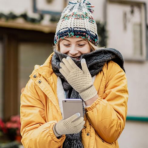 HRUTANE Womens Touch Screen Gloves Winter Warm Fleece Lined Gloves Elastic Cuff Texting Mittens Gifts 3 Pairs in Kuwait