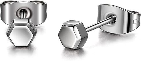 TGNEL Pure Titanium Earrings Studs Nickel-Free Hypoallergenic Earrings for Sensitive Ears, Dainty Hexagon/Triangle/Square/Rectangle Geometric Stud Earrings for Women Men in Kuwait