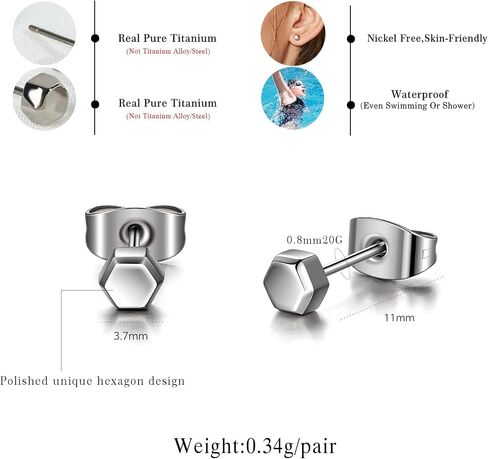 TGNEL Pure Titanium Earrings Studs Nickel-Free Hypoallergenic Earrings for Sensitive Ears, Dainty Hexagon/Triangle/Square/Rectangle Geometric Stud Earrings for Women Men in Kuwait