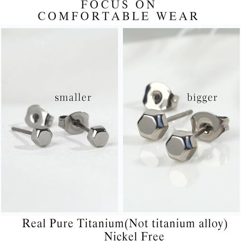 TGNEL Pure Titanium Earrings Studs Nickel-Free Hypoallergenic Earrings for Sensitive Ears, Dainty Hexagon/Triangle/Square/Rectangle Geometric Stud Earrings for Women Men in Kuwait
