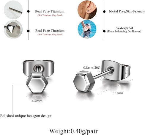 TGNEL Pure Titanium Earrings Studs Nickel-Free Hypoallergenic Earrings for Sensitive Ears, Dainty Hexagon/Triangle/Square/Rectangle Geometric Stud Earrings for Women Men in Kuwait