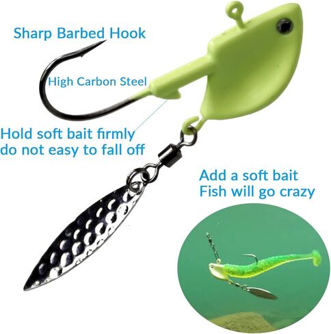 QualyQualy Fishing Lure Jig Heads Swimbait Jig Heads 10pcs Walleye Fishing Jig Hook Underspin for Trout Bass Crappie in Saudi Arabia