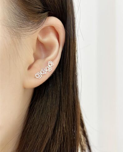 Paw Ear Cuff Wrap Crawler Climber Earrings for Women Teen Girls Sterling Silver Studs Clip On Cute Dog Cat Pin Hypoallergenic Jewelry in Kuwait