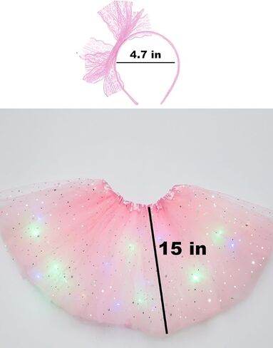 Women's Tulle Tutu Skirt with Lace Bow Headband, Light Up Starry Sky Elastic Ballet Dance Skirt for Party Halloween in Kuwait