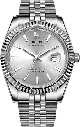 BUREI Mens Watch Luxury Automatic Self-Winding Watches Date Sapphire Crystal Business Stainless Steel Watches for Men 41MM in Kuwait