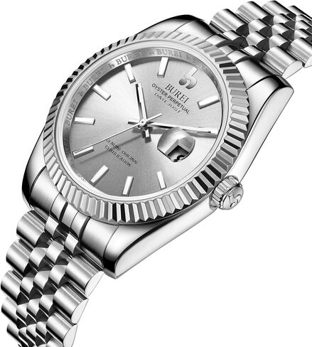 BUREI Mens Watch Luxury Automatic Self-Winding Watches Date Sapphire Crystal Business Stainless Steel Watches for Men 41MM in Kuwait
