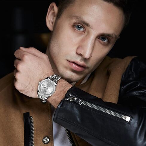 BUREI Mens Watch Luxury Automatic Self-Winding Watches Date Sapphire Crystal Business Stainless Steel Watches for Men 41MM in Kuwait