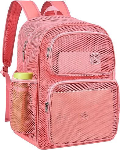 MAY TREE Mesh Backpack for School with Inner Laptop Compartment, Heavy Duty Mesh Backpacks for Adults Girls Boys Kids with Padded Shoulder Straps, Large Mesh Backpack for Travel Beach Hiking - Black in Saudi Arabia