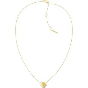 Calvin Klein Women's Pendant Necklace: Elegant Minimalism with Sleek Circular Design and Crystal Settings