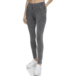 Andrew Marc Sport Women's High Waist Faux Denim Full Length Legging, Regular and Plus Sizes, Navy