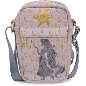Buckle-Down Disney Bag, Cross Body, Mulan Action Pose Silhouette and Comb, Red Golds, Vegan Leather
