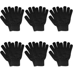 6 Pairs Winter Gloves for Women Men's Warm Knit Gloves for Clod Weather Black Magic Glove for Driving Running Hiking