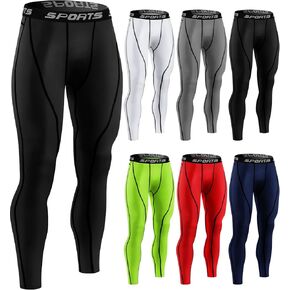 6 Pcs Men's Compression Pants Athletic Workout Running Tights Rapid Dry Sport Leggings Base Layer Bottom for Yoga Gym
