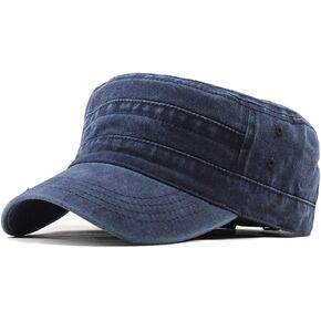 Military Cap Vintage Army Caps Washed Cotton Flat Top Cap Outdoor Sunhat