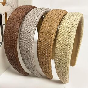 Springtime Set of 3 Knitted Padded Headbands for Women Girls 1.2 inch Wide Solid Color Hairbands Hair Hoops for hair Black Brown Ivory in Saudi Arabia