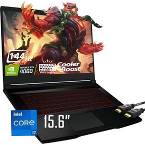 MSI Thin GF63 Gaming Laptop, 15.6" 144Hz FHD, 12th Core i7 12650H(4.70 GHz, 10 Core, 16 Thread), GeForce RTX 4060(8GB GDDR6 GPU), Backlit Keyboard, WiFi 6, Windows 11 Home, Black(32GB RAM | 1TB SSD)